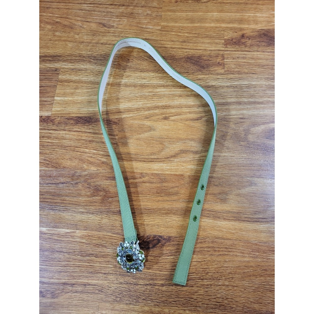 Talbots Size M Green Leather Rhinestone Belt